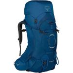 Mochilas azules de nailon de trekking rebajadas con sistema de hidratación acolchadas Osprey Aether para mujer 