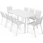 Mesas rectangulares blancas de metal minimalista para 8 personas 