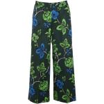 Pantalones estampados verdes de popelín de verano floreados P.A.R.O.S.H. con motivo de flores talla M para mujer 