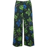 Pantalones estampados verdes de popelín de verano floreados P.A.R.O.S.H. con motivo de flores talla S para mujer 