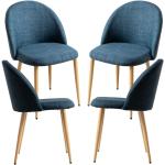 Conjuntos de 4 sillas azul marino de tela rebajadas 