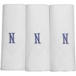 Pack de 3 pañuelos de un solo color con iniciales bordadas para hombres White - letter N Talla única