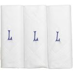Pack de 3 pañuelos de un solo color con iniciales bordadas para hombres White - letter L Talla única