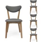 Pack de 4 sillas de comedor melaka tapizadas en tela y patas de madera de roble gris - gris