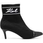 Botines negros de piel de piel con tacón de 5 a 7cm con logo Karl Lagerfeld talla 39 para mujer 