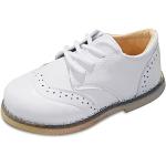 Zapatos blancos de goma con cordones con cordones formales Panegy talla 23 para bebé 