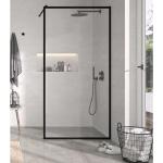 Panel fijo de ducha con marco perimetral negro vidrio transparente Fresh FR103 - Fresh - Kassandra