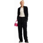Pantalones negros de poliester de cintura alta Desigual talla M de materiales sostenibles para mujer 
