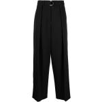 Pantalones clásicos negros de poliester ancho W44 con cinturón talla 3XL para mujer 