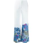 Pantalones acampanados azules de seda rebajados floreados Valentino Garavani con motivo de flores talla L para mujer 