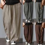 Pantalones grises de algodón de cintura alta de otoño tallas grandes informales talla 3XL para mujer 