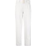 Pantalones blancos de poliester de lino rebajados con logo LORENA ANTONIAZZI con cinturón talla L para mujer 
