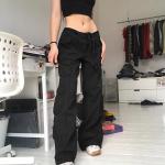 Jeans desgastados negros de poliester vintage desgastado talla M para mujer 