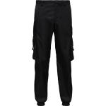 Pantalones orgánicos negros de lino de lino ancho W46 con logo Prada para hombre 