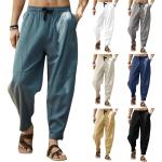 Pantalones grises de poliester de lino de otoño informales talla XL para hombre 