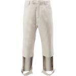 Pantalones beige de lino de lino informales con cinturón talla 3XL para hombre 