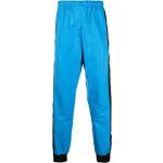 Pantalones orgánicos azules de poliester de lino rebajados con logo Marine Serre de materiales sostenibles para hombre 