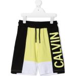 Pantalones cortos infantiles amarillos de algodón rebajados informales con logo Calvin Klein 