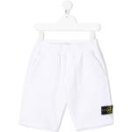Pantalones cortos blancos de algodón de deporte infantiles informales con logo Stone Island Junior 10 años 