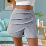 Shorts cintura alta grises de poliester tallas grandes informales asimétrico talla XXL 