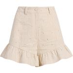 Shorts blancos de algodón con rayas con volantes talla XS para mujer 