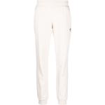 Pantalones blancos de algodón de tiro bajo con logo adidas para mujer 