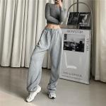 Pantalones grises de popelín de cintura alta de otoño tallas grandes informales talla 3XL para mujer 