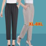 Pantalones grises de poliester de cintura alta de verano tallas grandes informales talla 3XL para mujer 