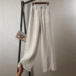 Pantalones marrones de algodón de lino de verano tallas grandes talla 3XL para mujer 
