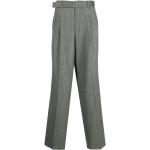 Pantalones clásicos grises de poliamida rebajados con cinturón para hombre 