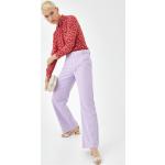 Pantalones lila de algodón de lino rebajados con bordado talla S para mujer 