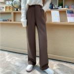 Pantalones marrones de poliester de cintura alta de otoño tallas grandes informales talla 3XL para mujer 