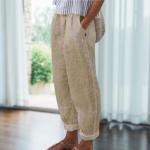 Pantalones grises de algodón de cintura alta de verano tallas grandes informales talla 3XL para mujer 