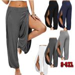 Pantalones grises de poliester de cintura alta tallas grandes hippie talla 3XL para mujer 