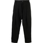 Pantalones negros de algodón de lino ancho W46 para hombre 