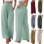 Pantalones grises de algodón de lino tallas grandes talla 3XL para mujer 