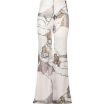 Pantalones blancos de poliester de cintura alta floreados con lentejuelas con motivo de flores talla L para mujer 