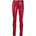 Pantalones pitillos rojos de poliester rebajados ancho W28 largo L29 zebra Philipp Plein para mujer 