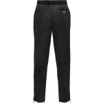 Pantalones negros de lino Tencel de lino ancho W48 informales con logo Prada para hombre 