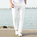 Pantalones blancos de algodón de lino tallas grandes informales talla 3XL para hombre 