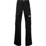 Pantalones orgánicos negros de poliester de lino rebajados informales con logo talla M de materiales sostenibles para mujer 