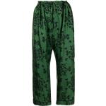 Pantalones estampados verdes de seda rebajados con motivo de mariposa talla L para mujer 