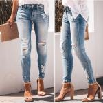 Jeans desgastados azules de poliester de verano informales desgastado talla 3XL para mujer 