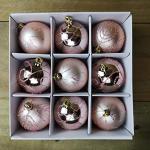 Paquete de 9 Bolas de árbol de Navidad de Oro Rosa