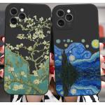 Fundas negras de silicona para iPhone 13 Van Gogh con logo para mujer 