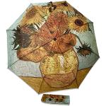 Paraguas plegable automático portátil con impresión cuadros artistas Van Gogh Klimt Noche estrellada Ródano Iris Café Terraza Beso Girasoles Idea regalo Navidad, VAN GOGH GIRASOLI