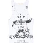 Camisetas estampada orgánicas blancas de algodón sin mangas con cuello redondo con logo con motivo de París de materiales sostenibles para hombre 