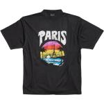 Camisetas negras de algodón de manga corta manga corta con cuello redondo con logo Balenciaga Paris con motivo de París para mujer 