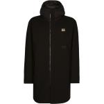 Abrigos negros de poliester con capucha  rebajados manga larga con logo Dolce & Gabbana para hombre 