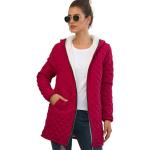 Abrigos rojos de terciopelo con capucha  de otoño tallas grandes informales talla XXL para mujer 